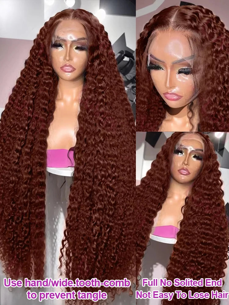 Deep Curly Wigs Human Hair Chocolate Brown