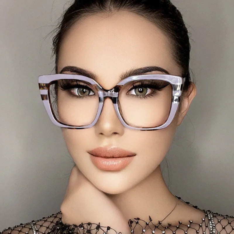 Oversize Square Frame Clear Lens Glasses