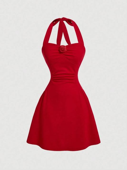 Red Bow Halter Dress