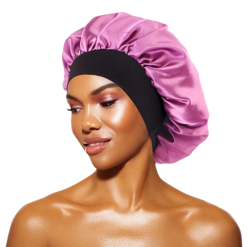 Women's Satin Solid Bonnets Wide-brimmed Night