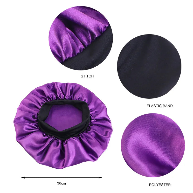 Women's Satin Solid Bonnets Wide-brimmed Night